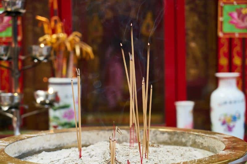incense burning at holiday retreat