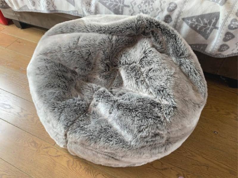 luxury fluffy kids bean bag in grey