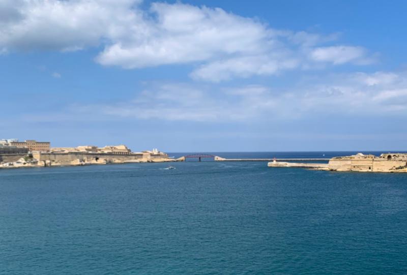 view of valletta and sea from esplora science centre in valletta malta 