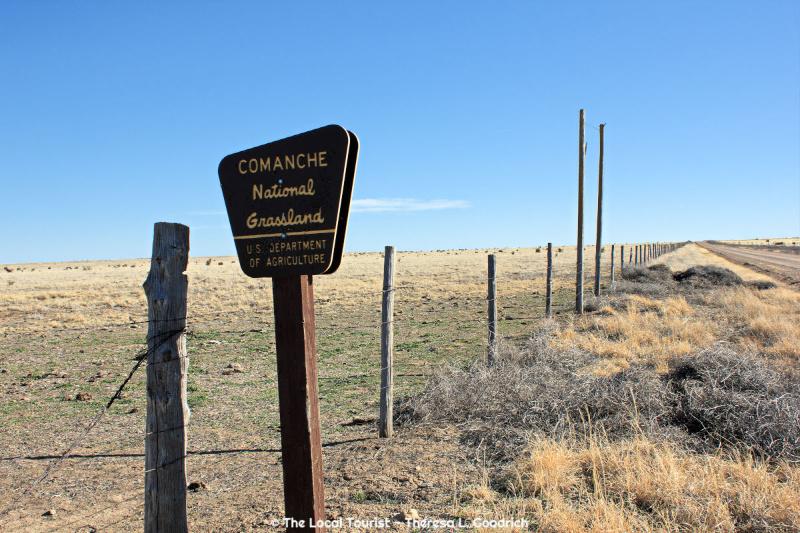 sign and view over comanche-grasslands-colorado USA