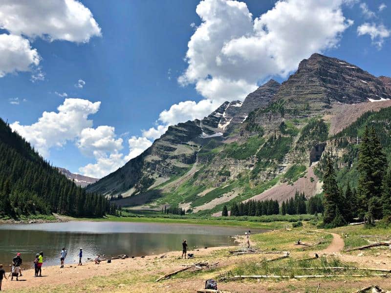 maroon-bells-view-crater-lake colorado on a beautiful summer day 