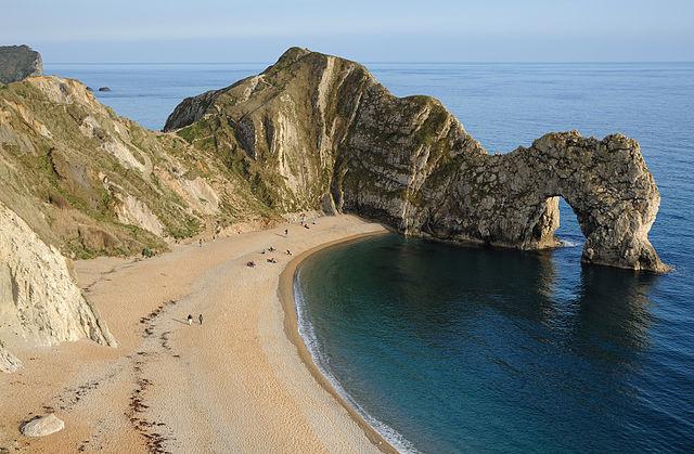 view of durdle door dorset on uk coast