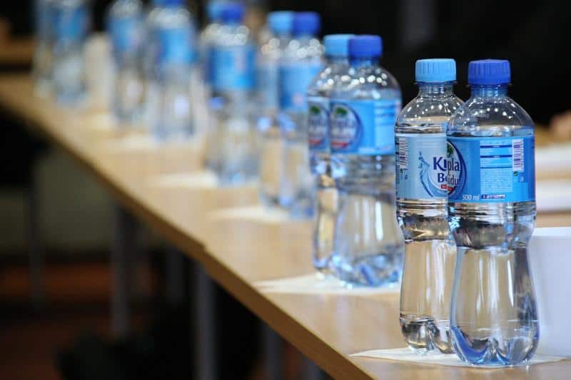 line of bottled water