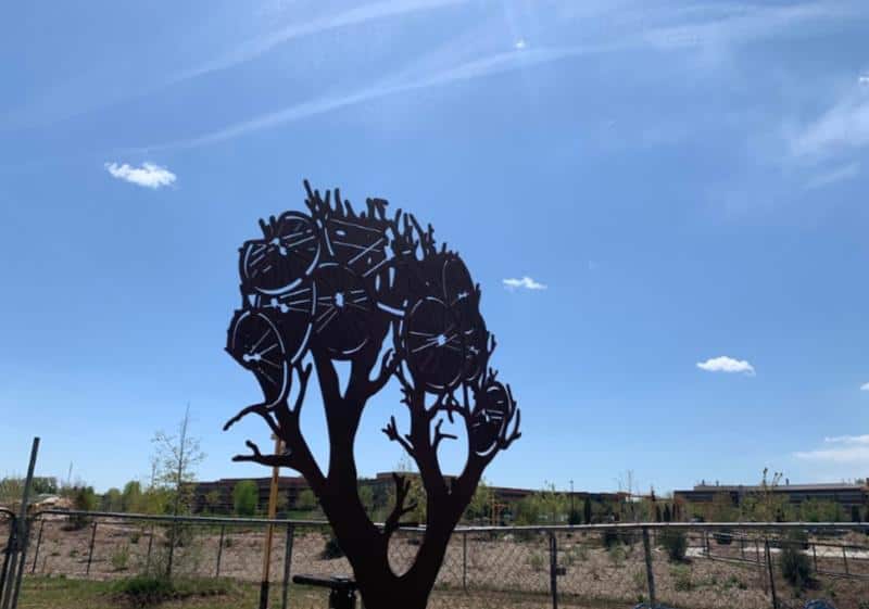 sculpture on fort collins bike trail