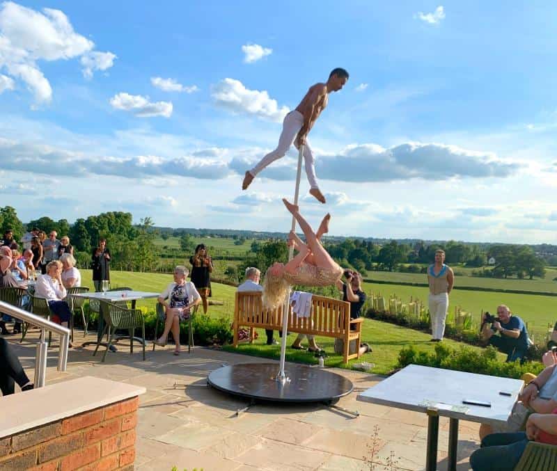 circus performers using poles