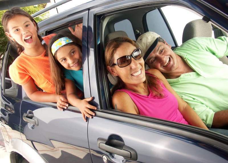 family in car 