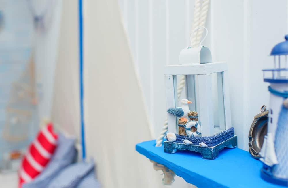 shelves with beach accessories