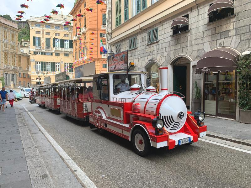 tourist land train in Genoa