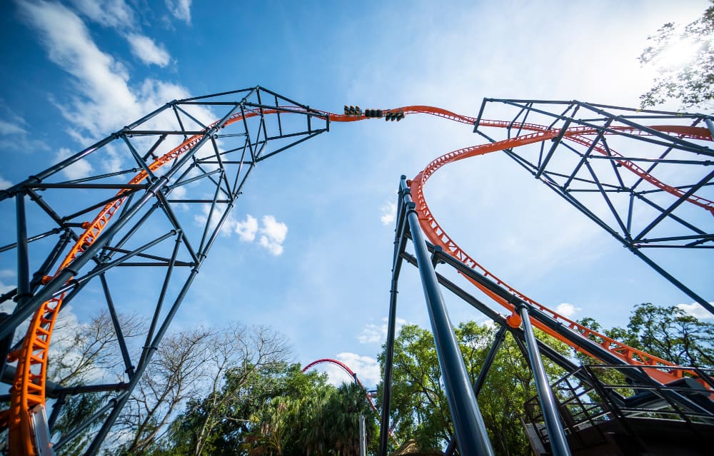 TIGRIS WIDE SHOT UNDER WITH CAR rollercoaster