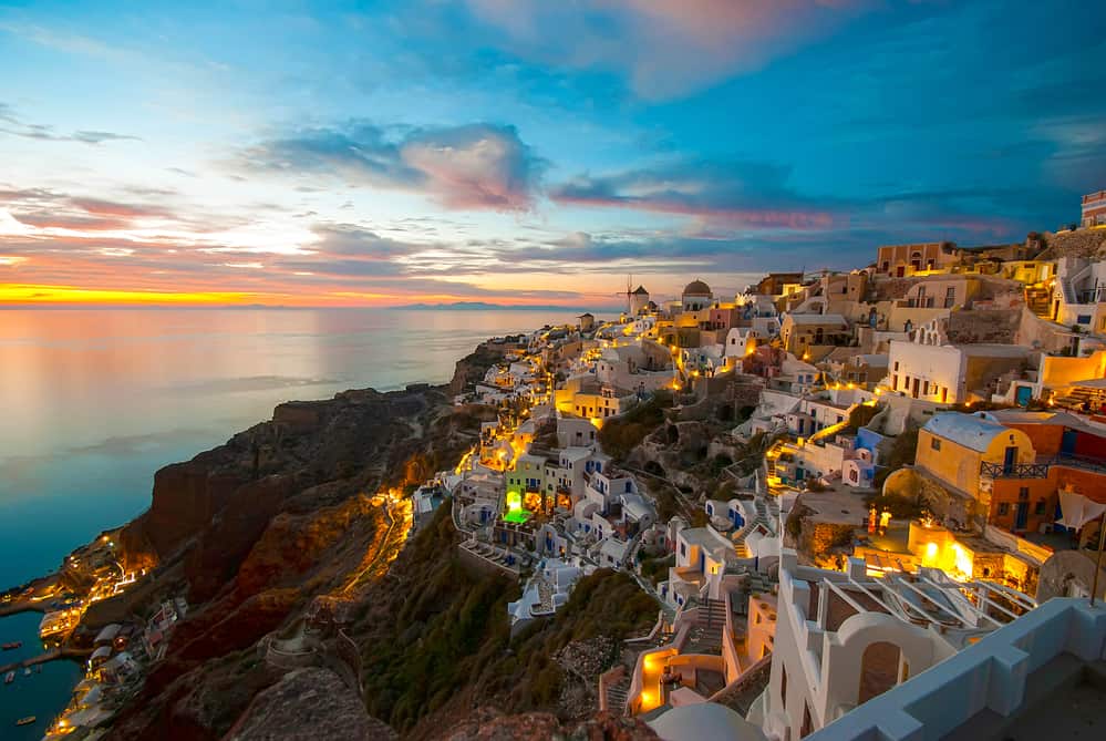 Oia Santorini Greece famous with romantic and beautiful sunsets