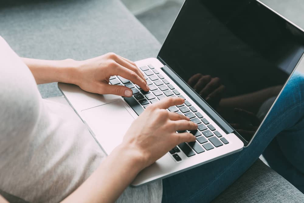 woman using laptop