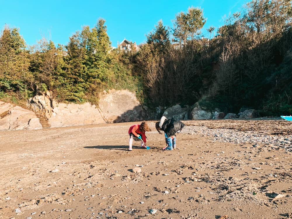 children playing on beach in north devon 