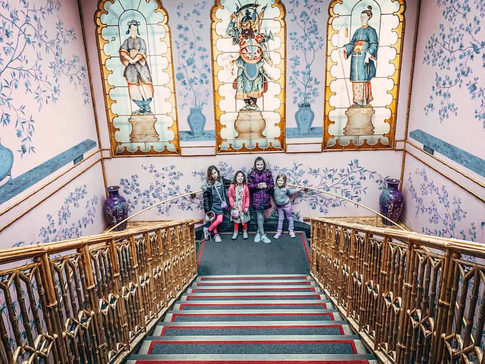 kids inside royal pavilion on pretty staircase