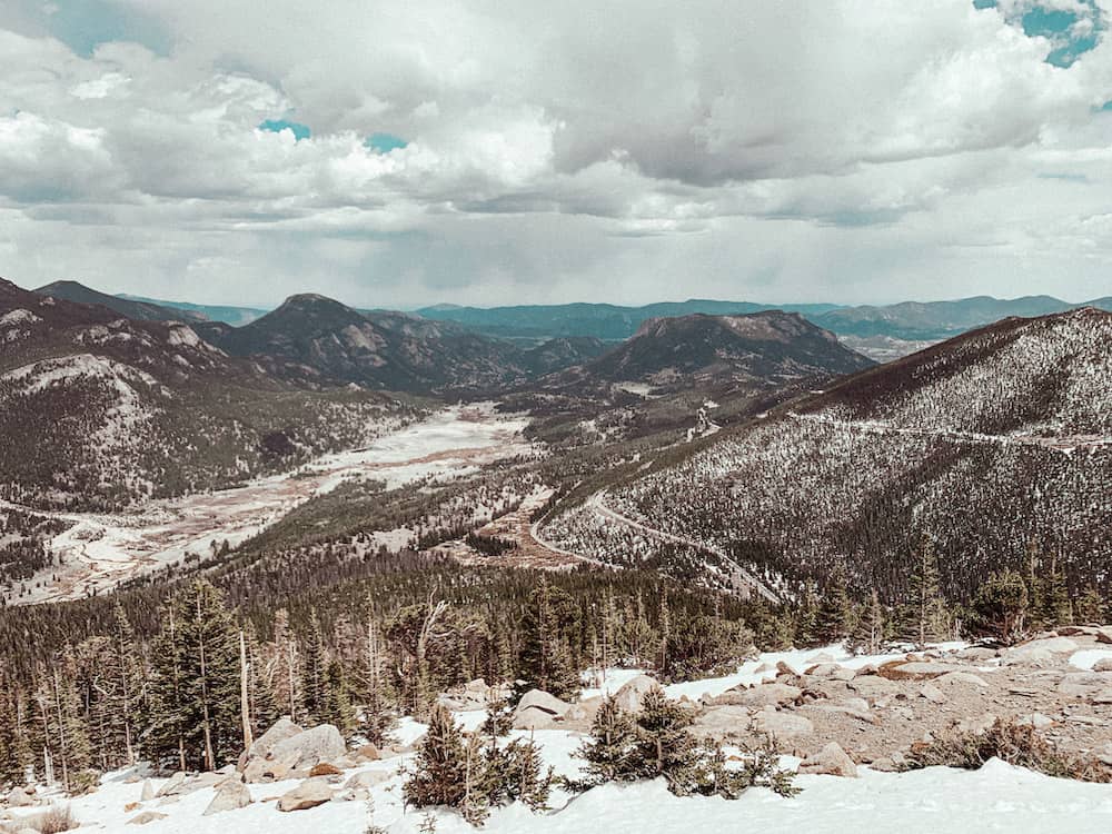 view of rocky mountains from trail ridge road