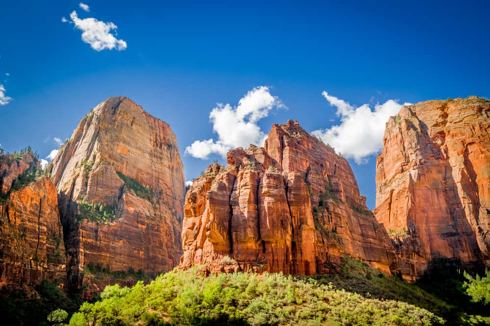 amazing landscape three patriarchs zion national park blue sky