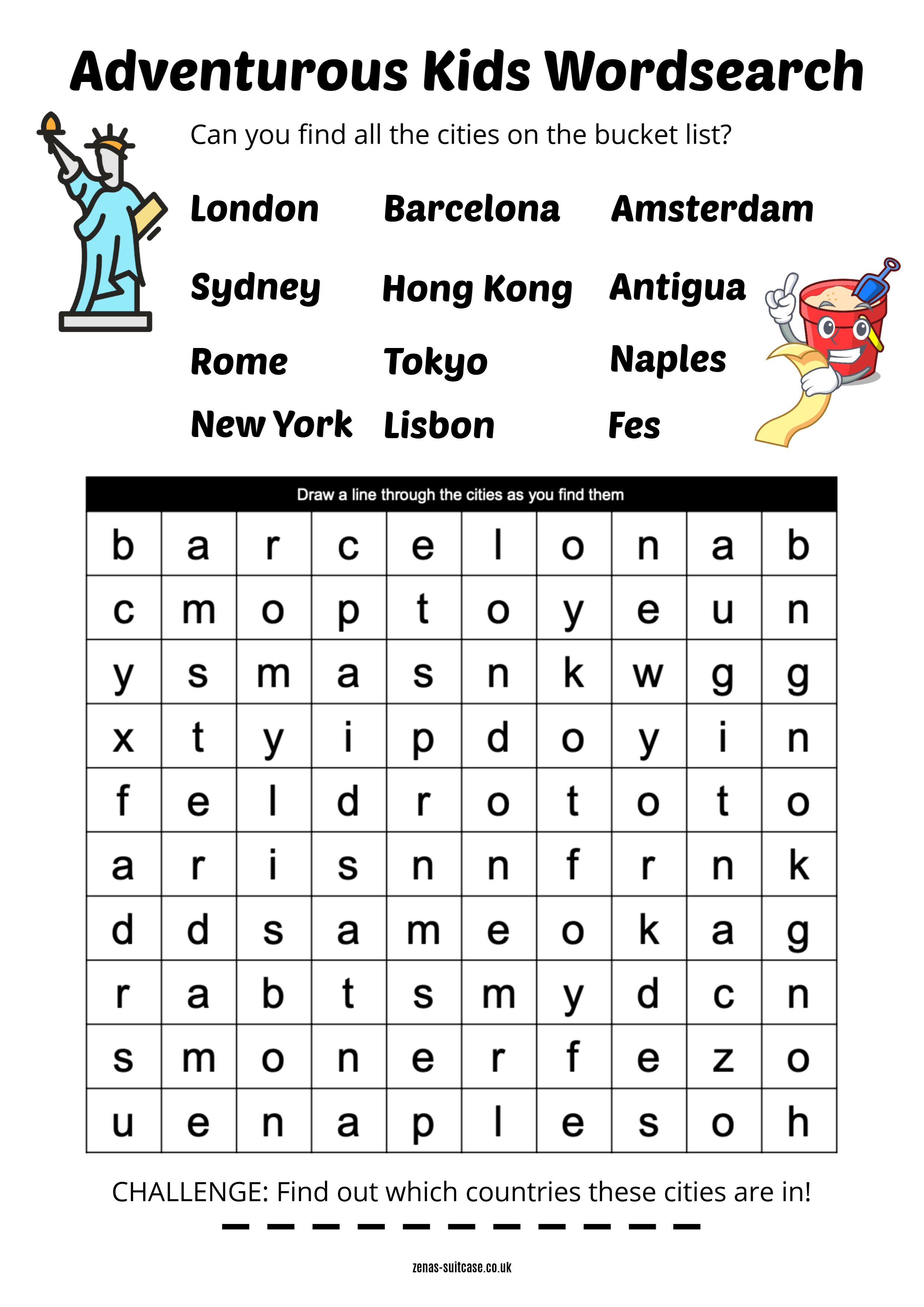 Kids Travel Wordsearch