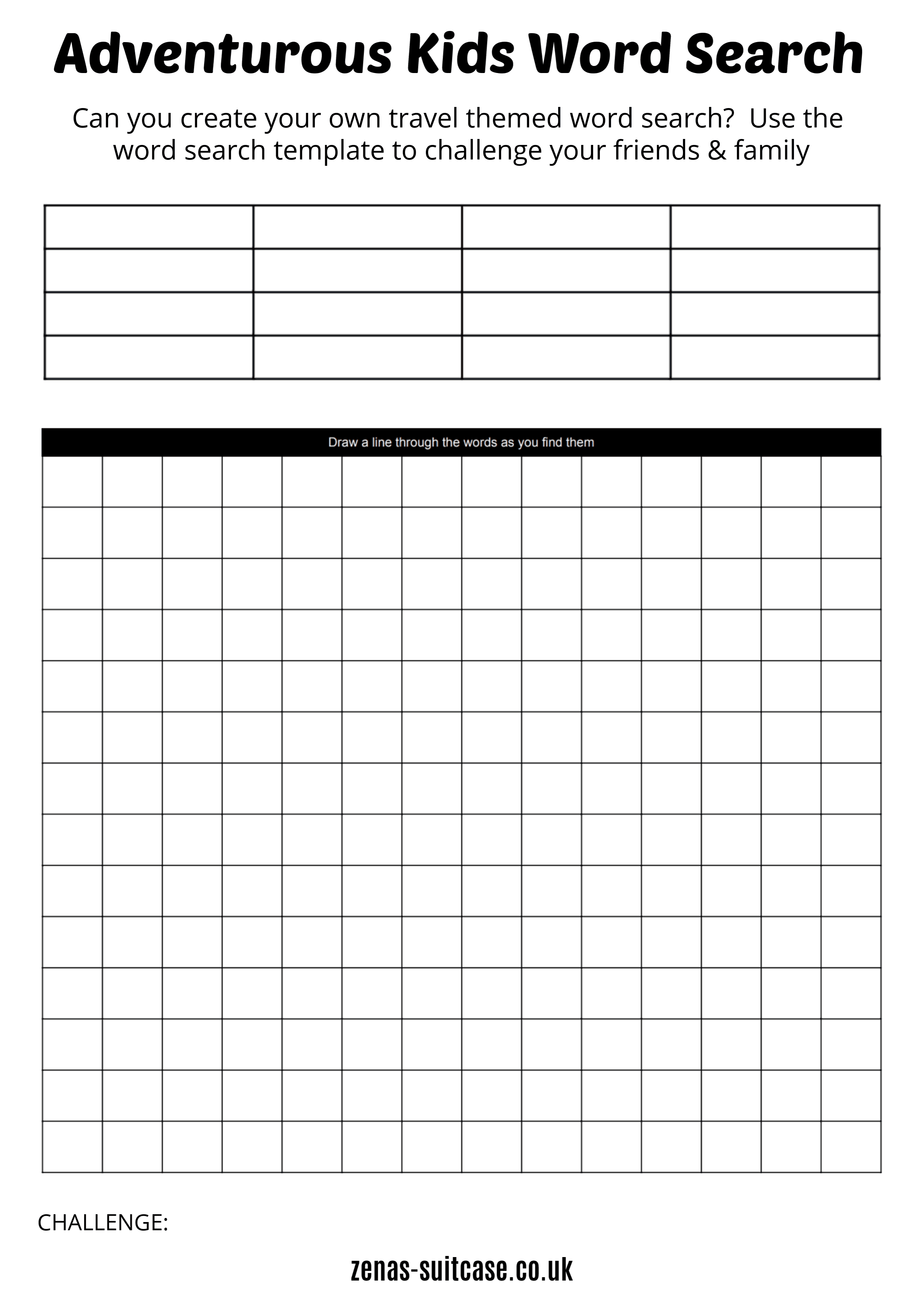 FREE Word Search Games for Kids - Including Blank Template Throughout Word Sleuth Template