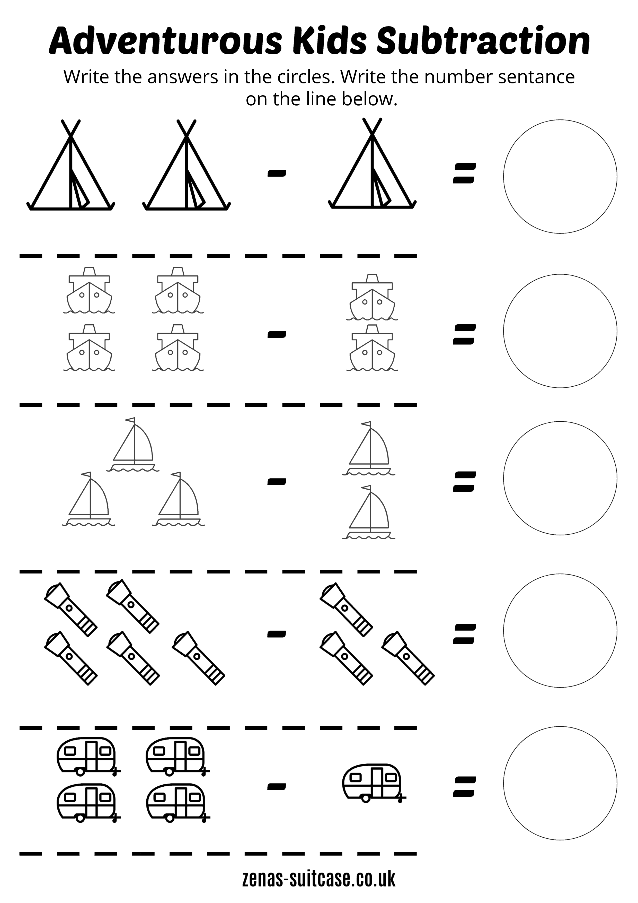 Kids Worksheet Subtraction