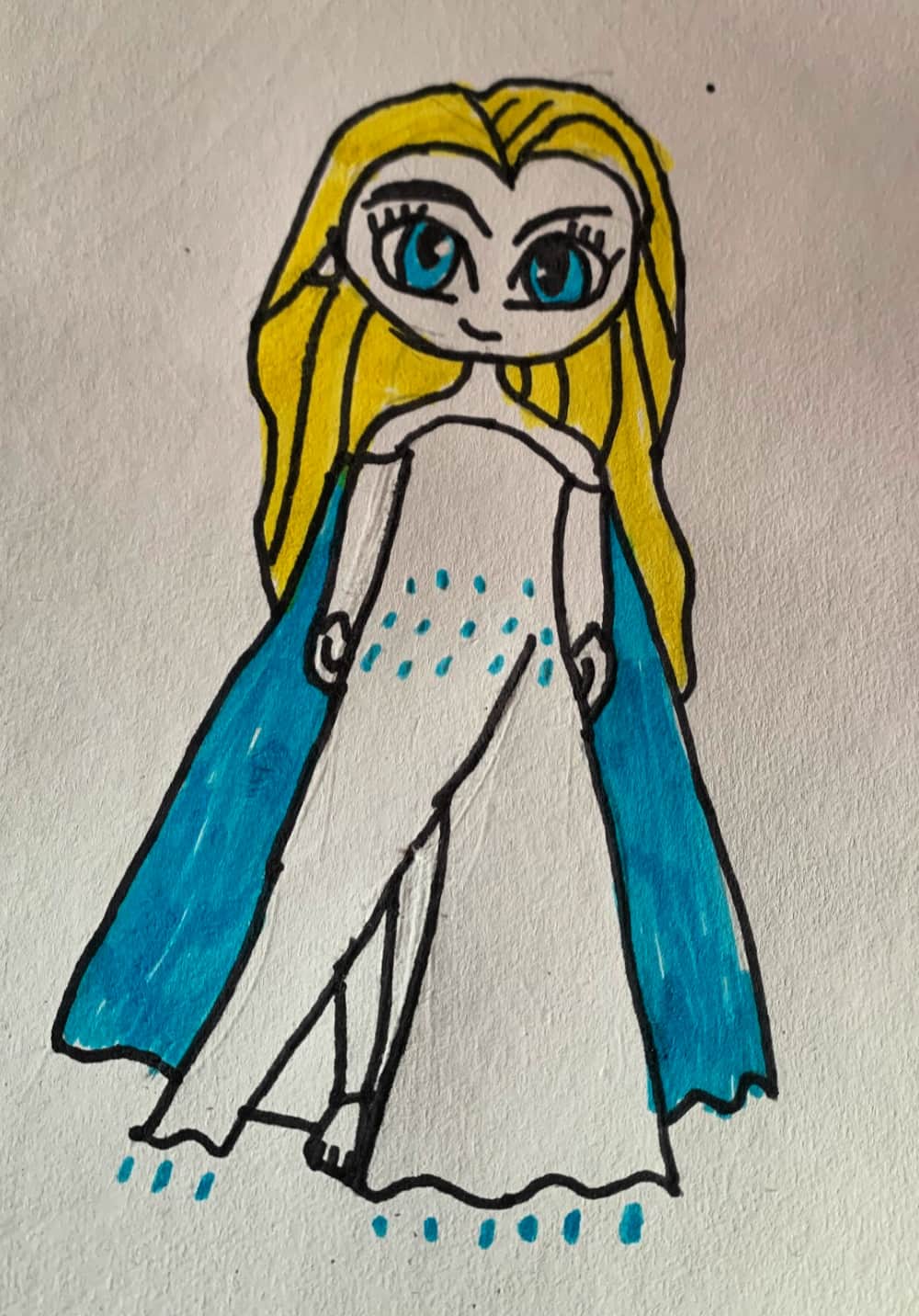 cartoon drawing of Elsa by child