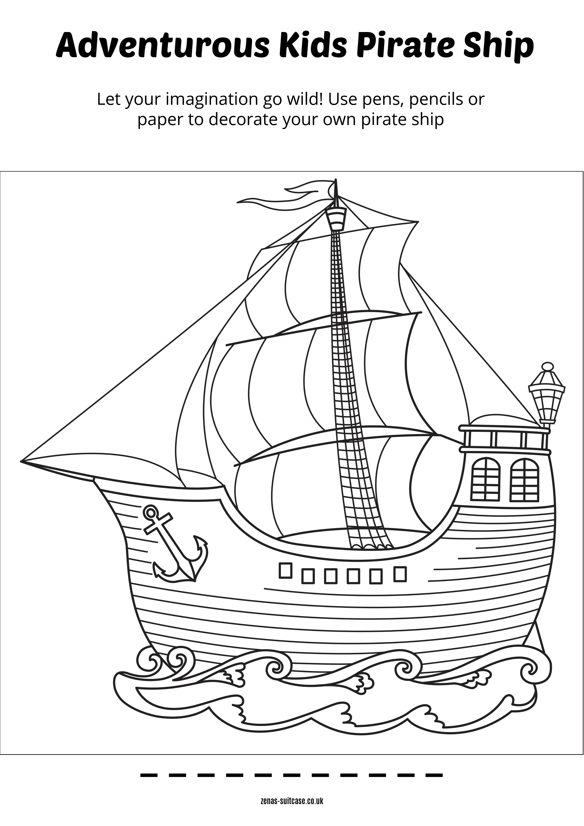 pirate ship colouring sheet