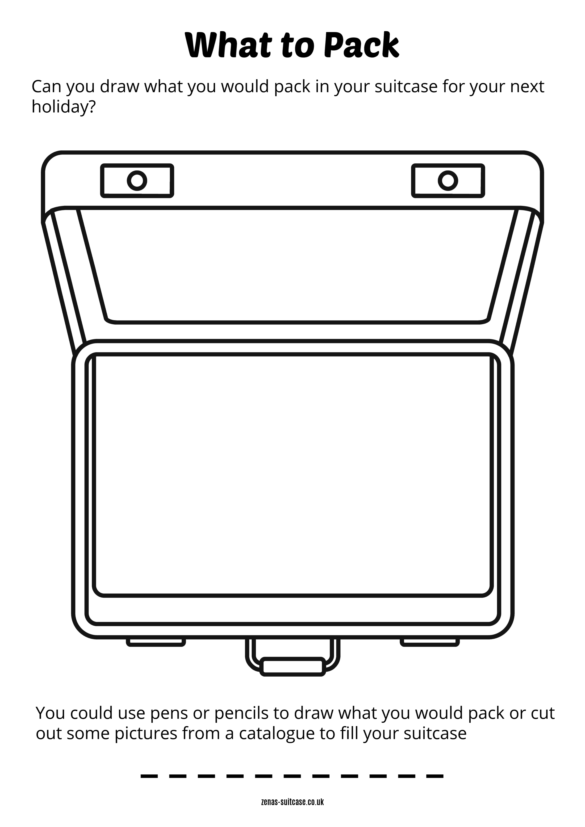 what to pack activity sheet