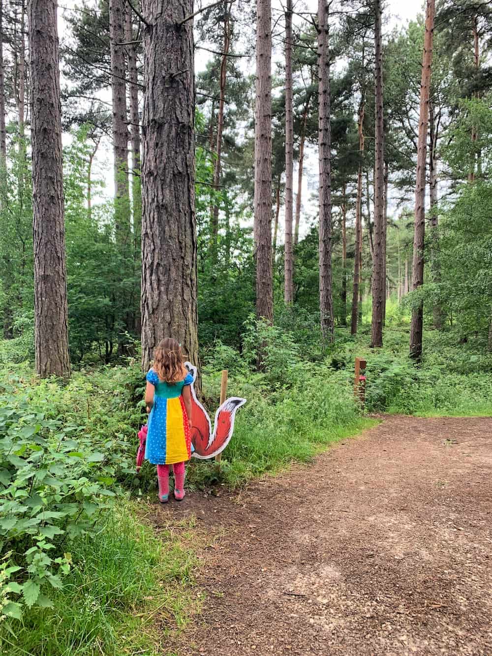 Child doing gruffalo trail sherwood pines