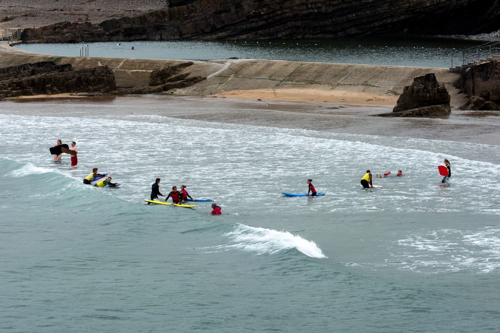 People learning how to surf at Bude