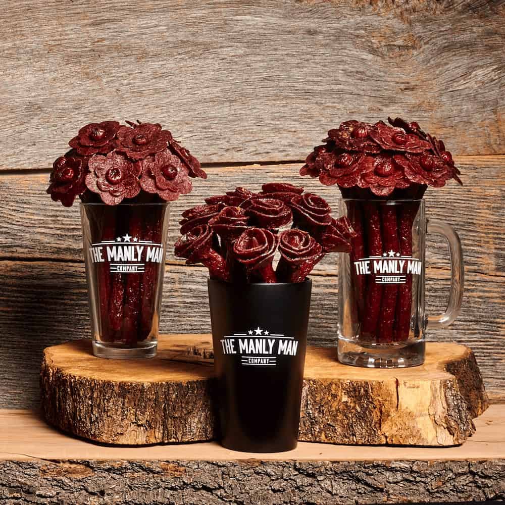 beef-jerky-bouquets-three-vases