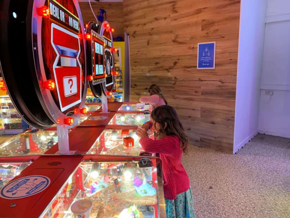 children playing in arcade