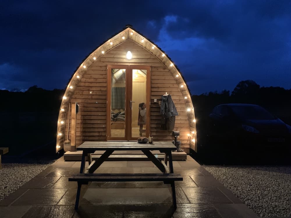 wigwam cabin at night 