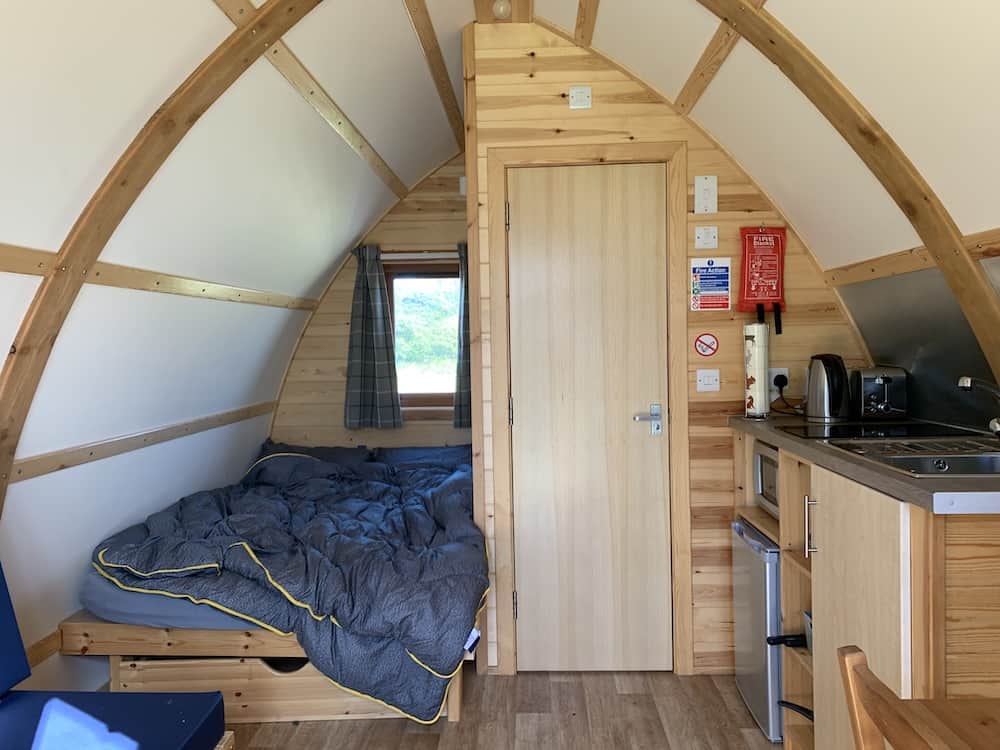 inside glamping pod 