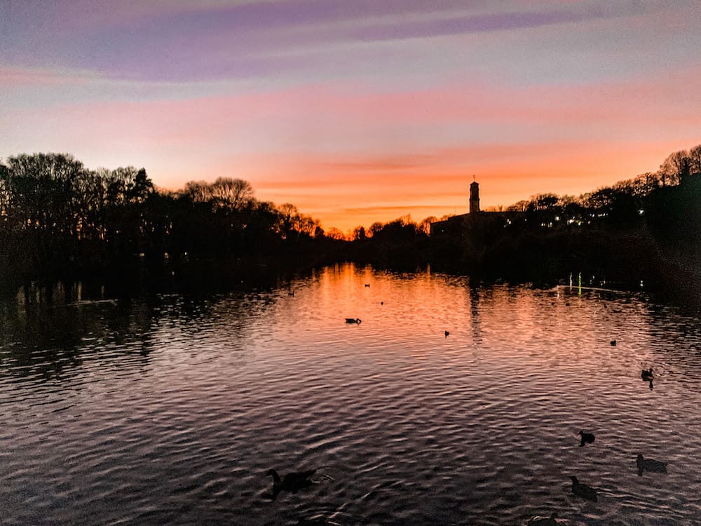 highfields park nottingham sunset 