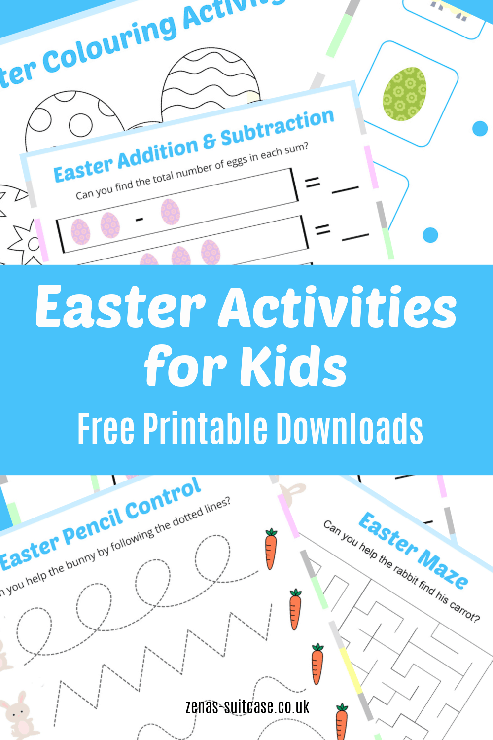 Free Easter printables - kids activities including colouring, word puzzles, maths and more