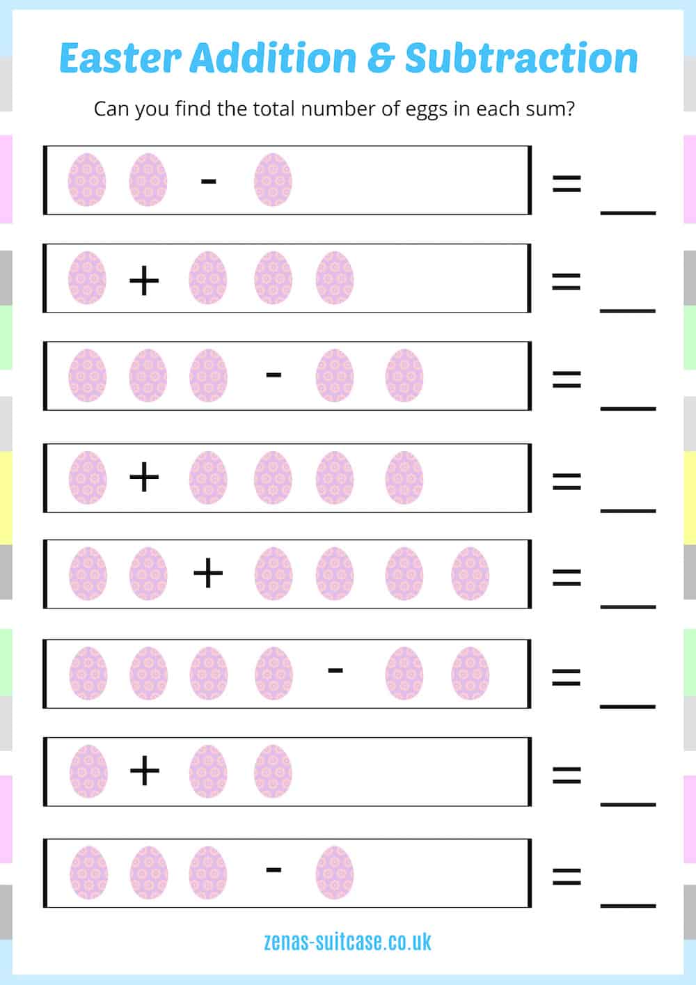 Easter maths worksheet for kids 