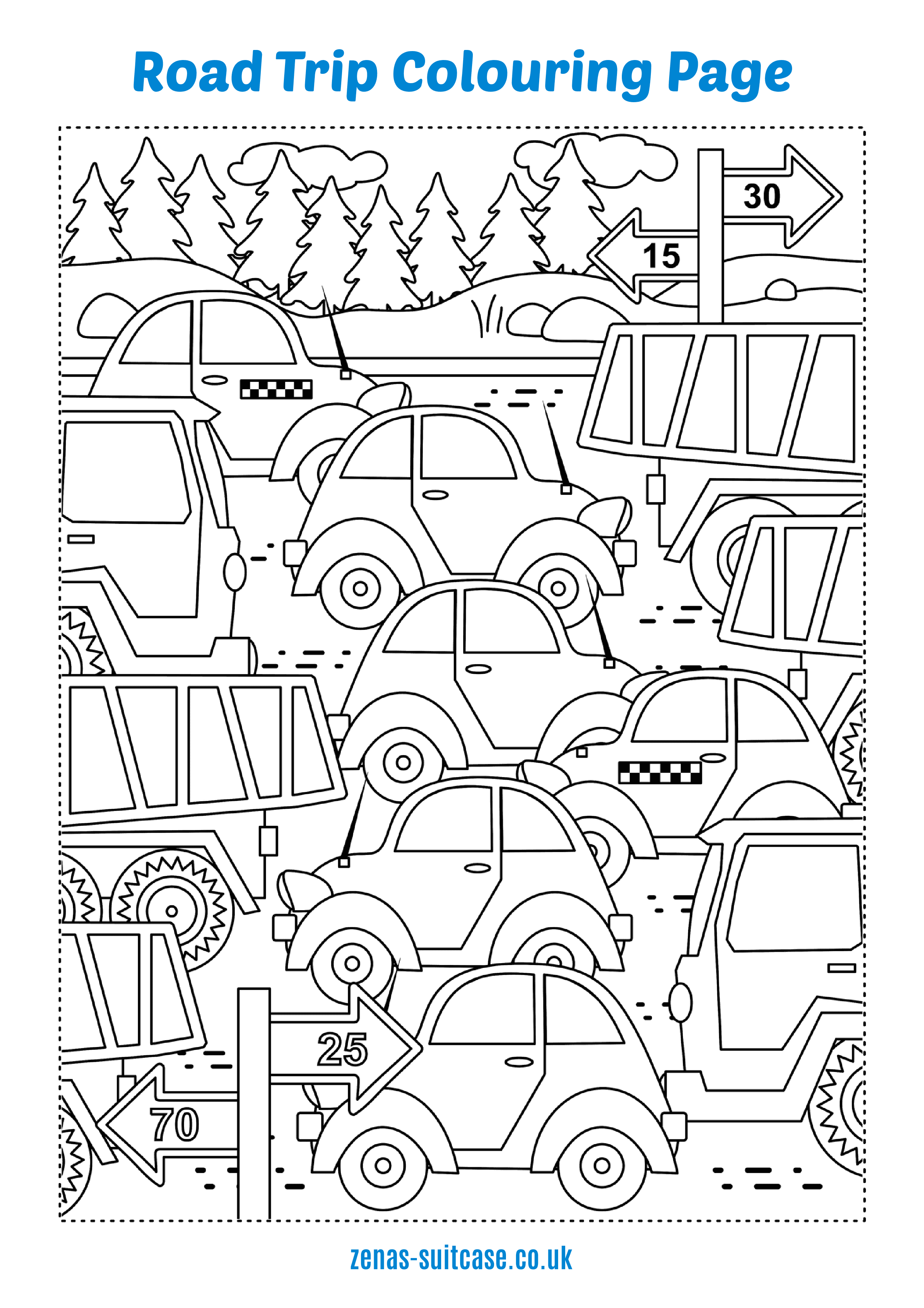 Road trip Colouring page