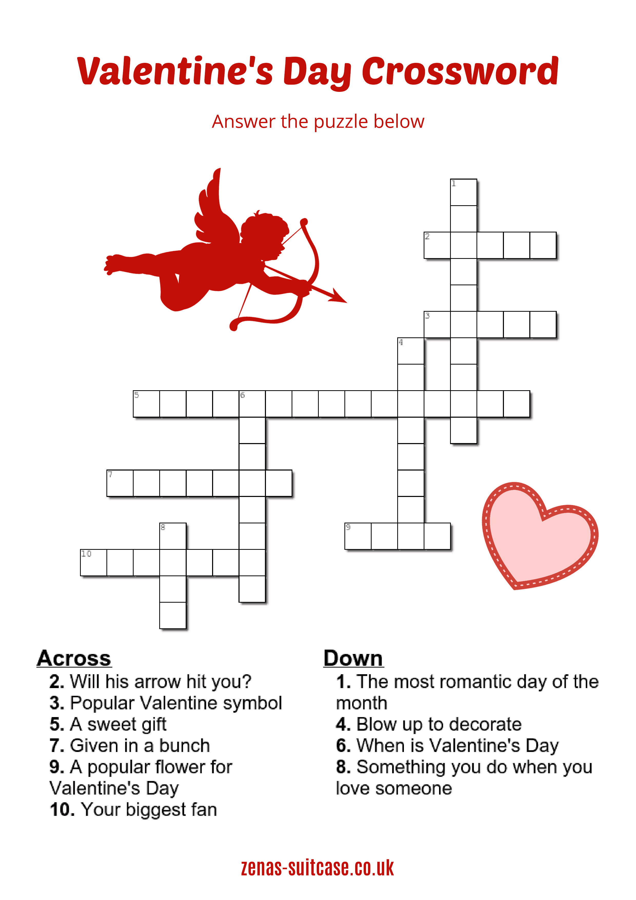 Printable Valentines Day Crossword Puzzles Crossword Puzzles Printable