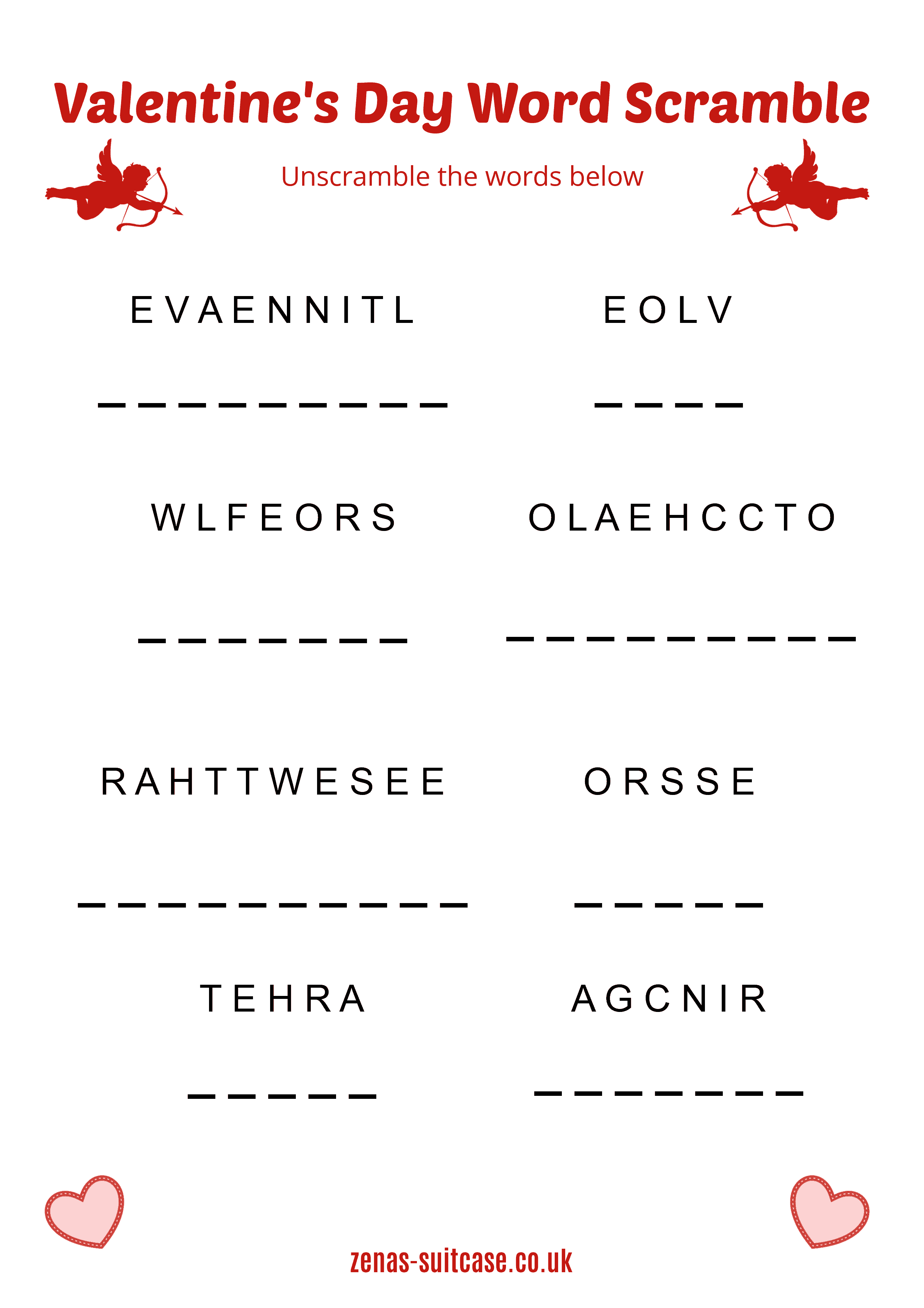 Valentine's Day Word Scramble