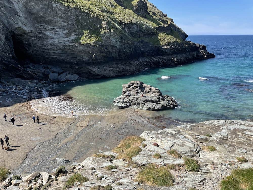 beach at tintagel castle 
