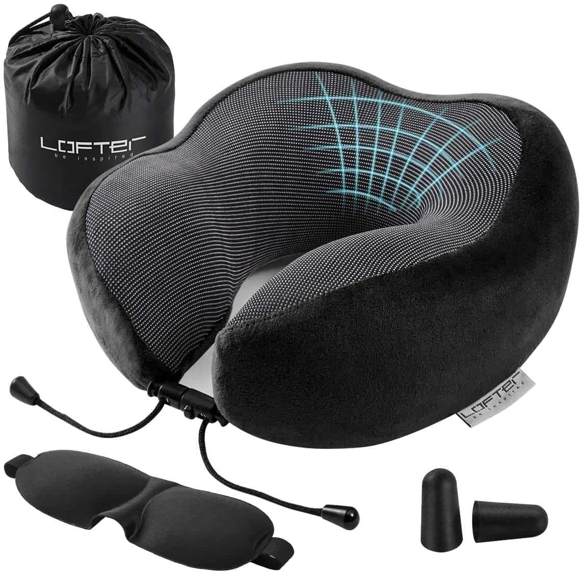 Travel Pillow, LOFTer Travel Neck Pillow Made of Comfortable Memory Foam Fabric Foam Travel Pillow