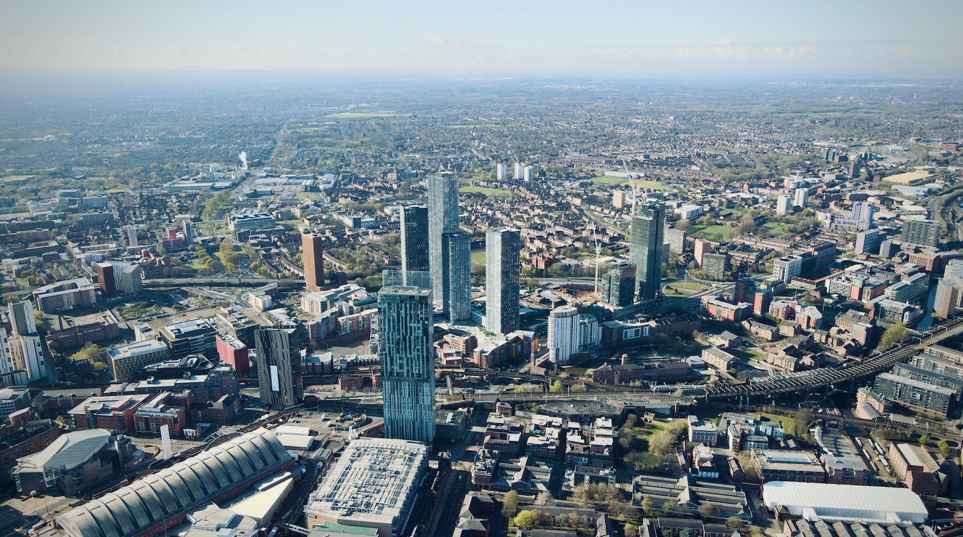 aerial view of city buildings