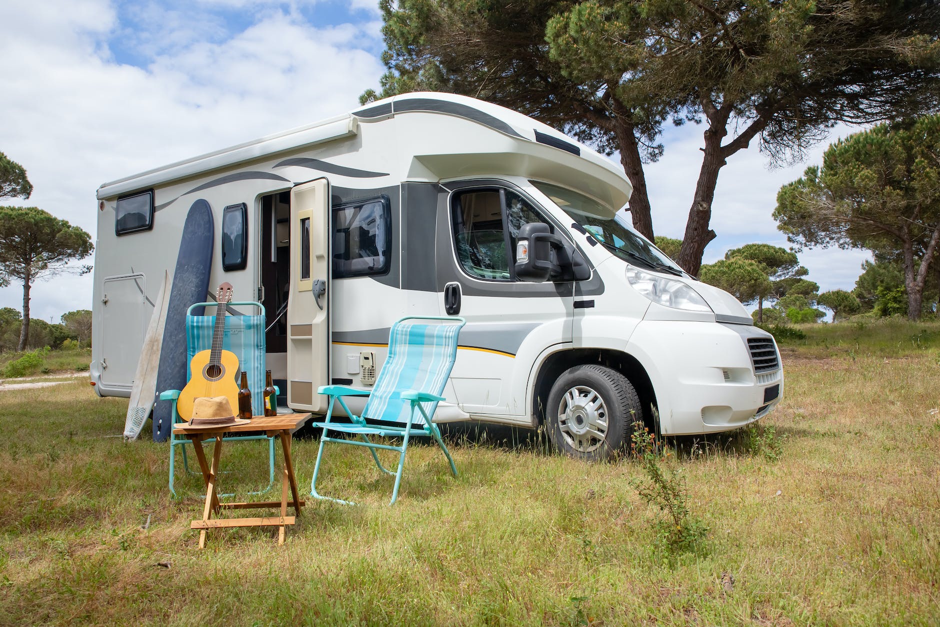 white and gray camper trailer