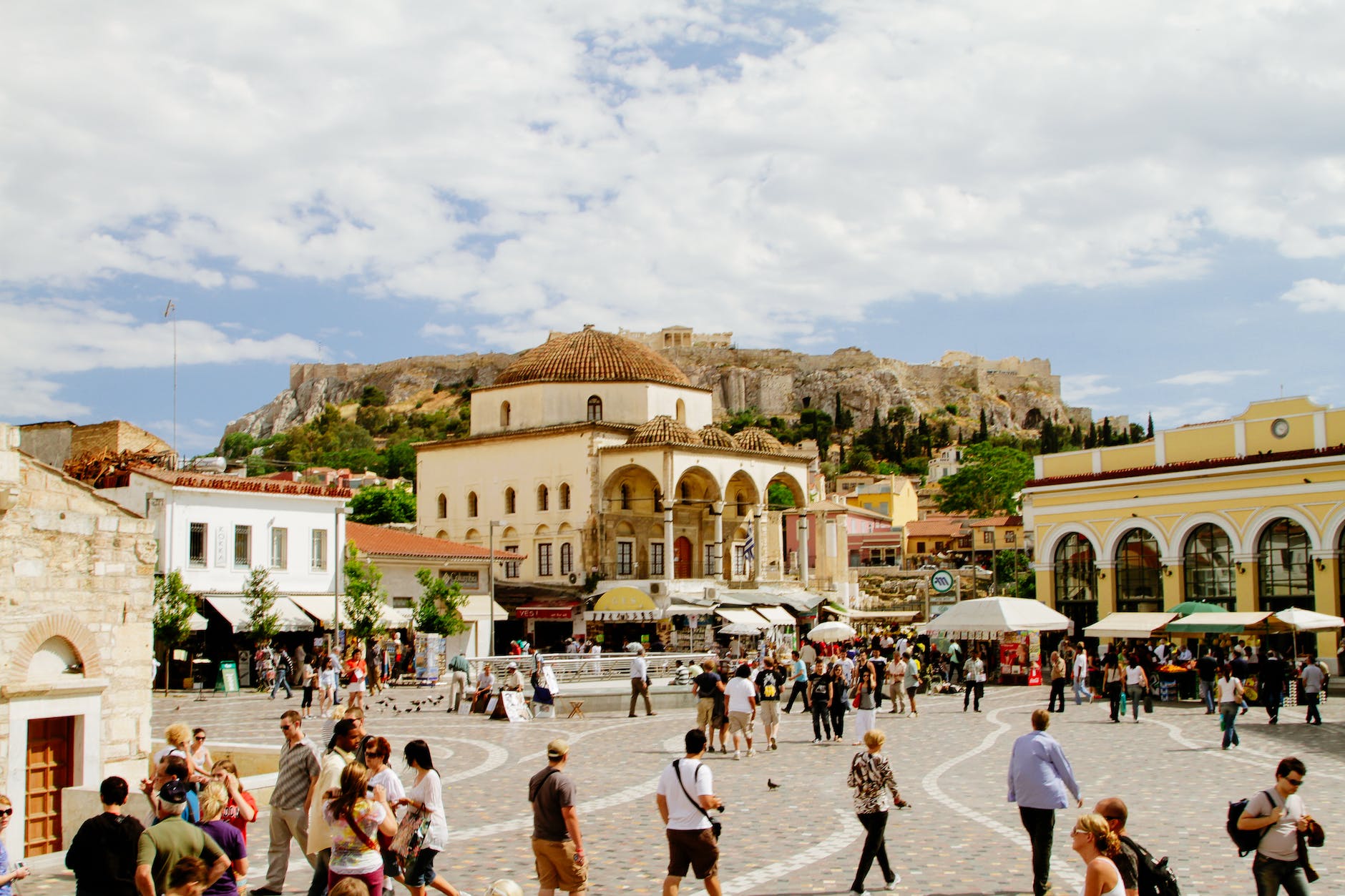 people walking on monastiraki square