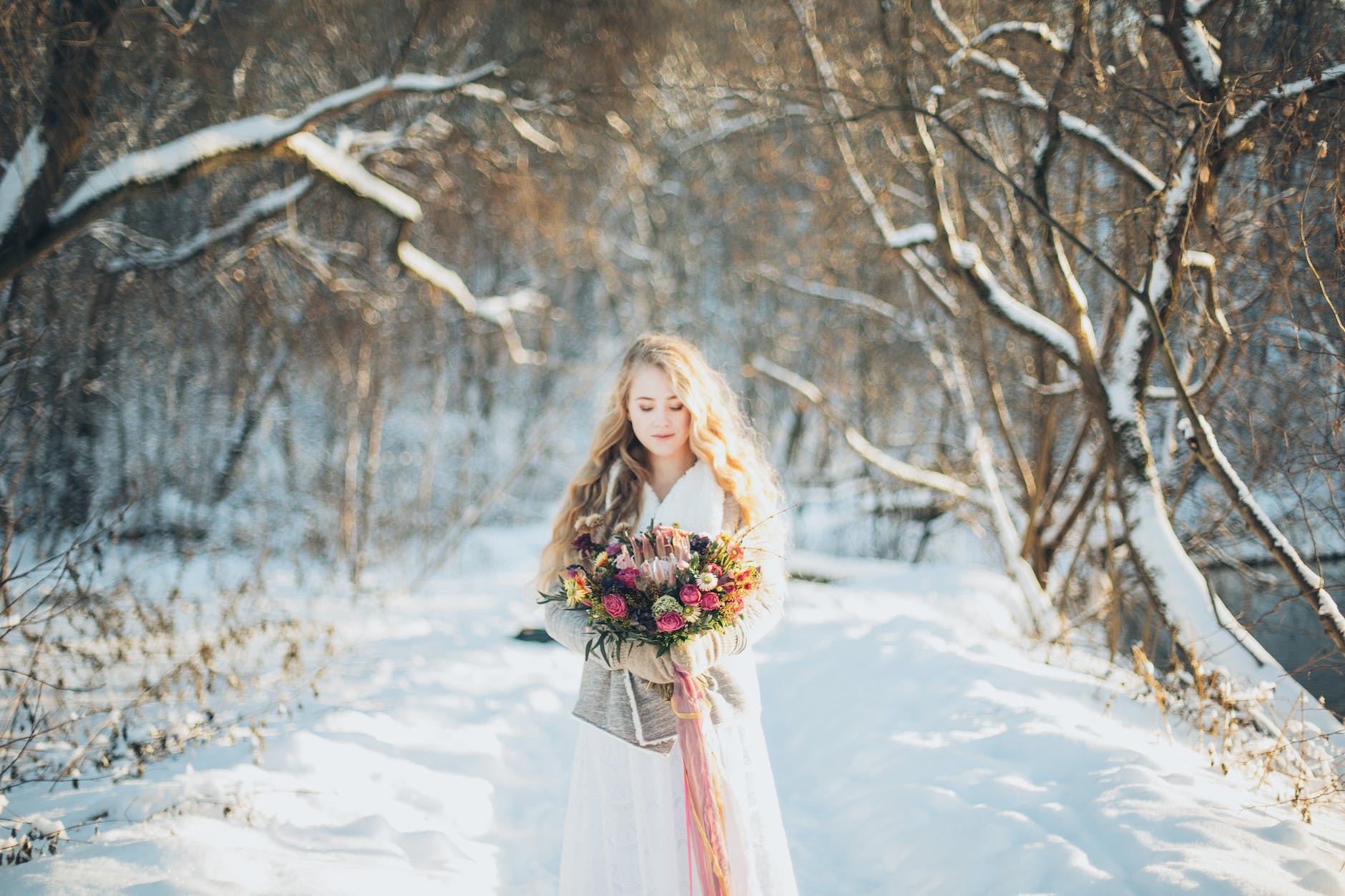 woman holding flowers