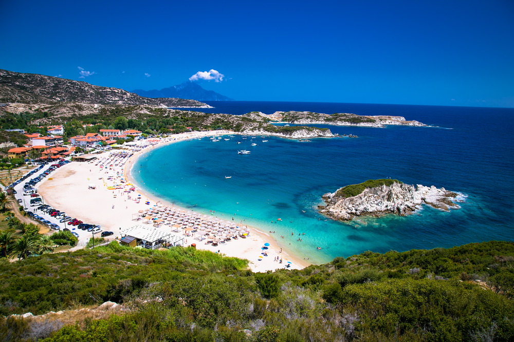 Beautiful Kalamitsii  beach on the east coast of Sithonia on Halkidiki, Greece.