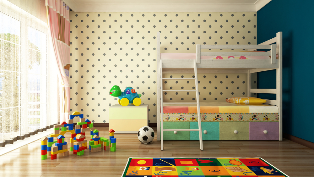 Kids room design with sweet bed