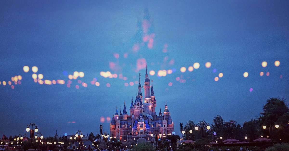 disney castle at night