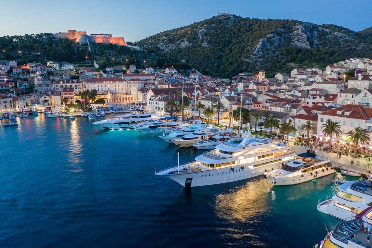 luxury yachts in hvar harbour croatia