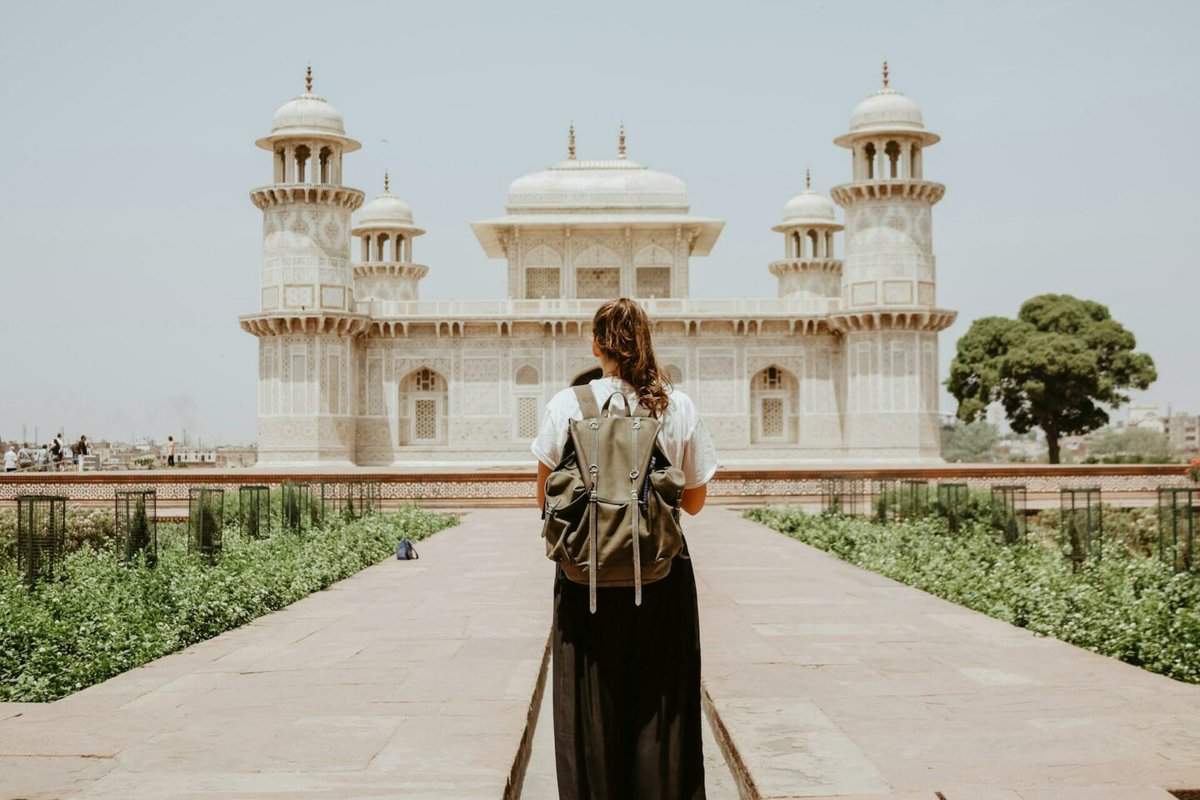 woman looking at temple