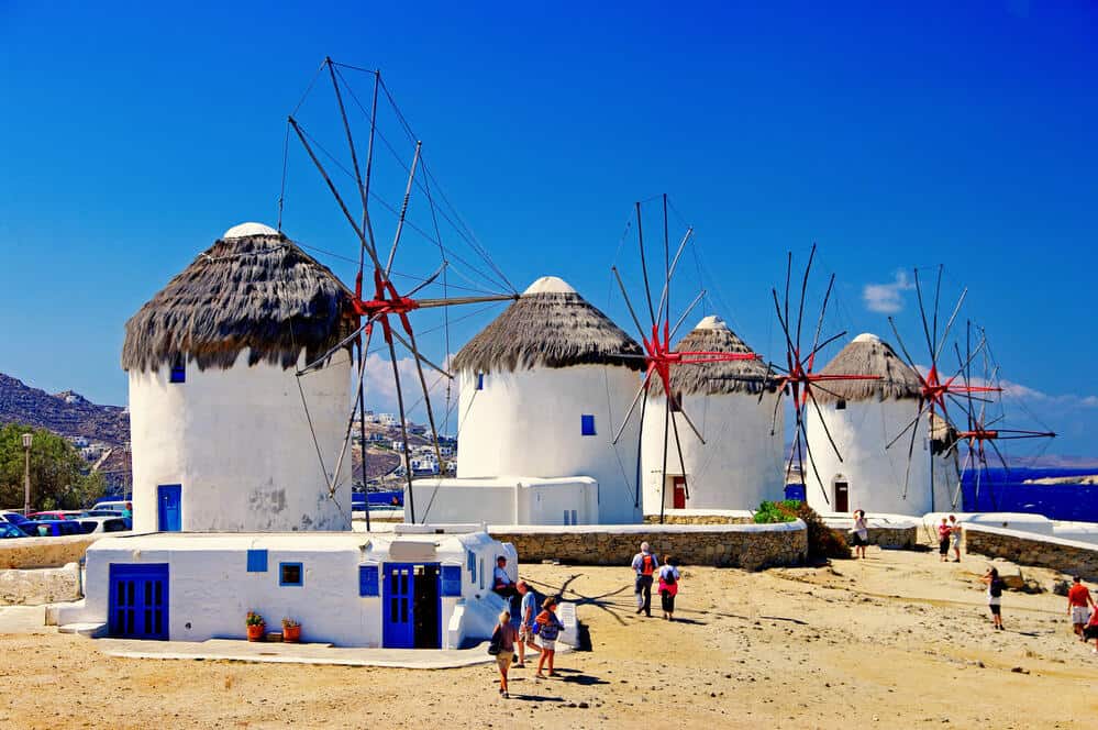 Windmills of sunny Mykonos