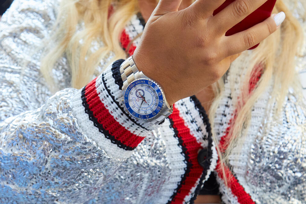 Woman with Rolex Yacht Master